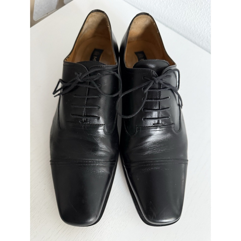 Mezlan Spain Mens size 11.5 Black Leather Cap-toe Dress Shoes Square-toe Oxfords